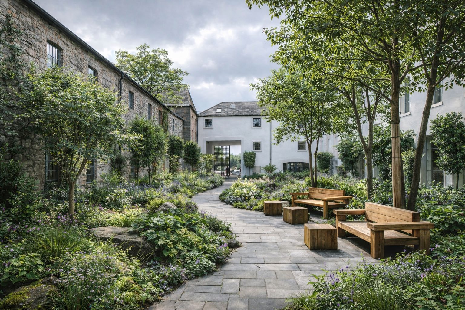 Fumbally Court — evening exterior